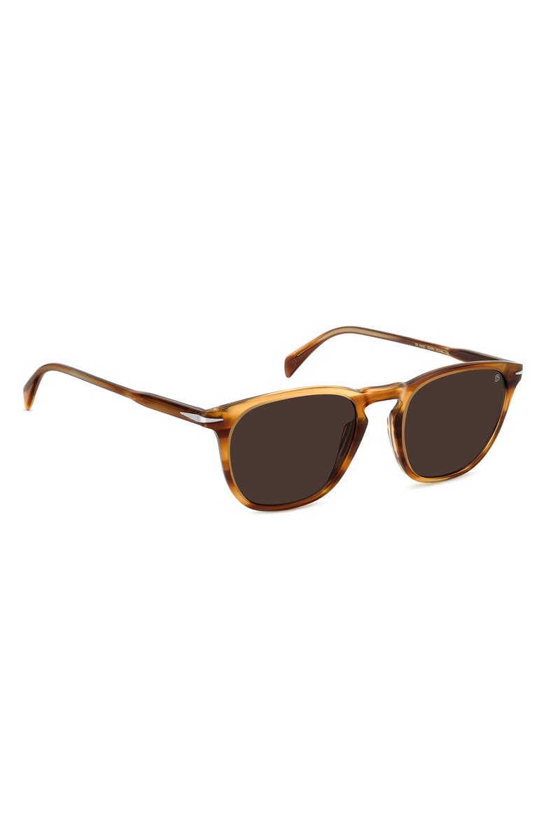 David Beckham Eyewear 51mm Rectangular Sunglasses, Alternate, color, Brown Horn/ Brown