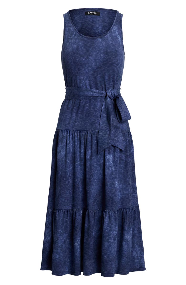 Lauren Ralph Lauren Cotton & Modal Tiered Tank Dress, Alternate, color, Blue Multi