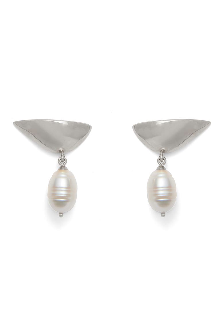 Freshwater Pearl Lobe Earrings, Main, color, SILVER/ WHITE PEARL