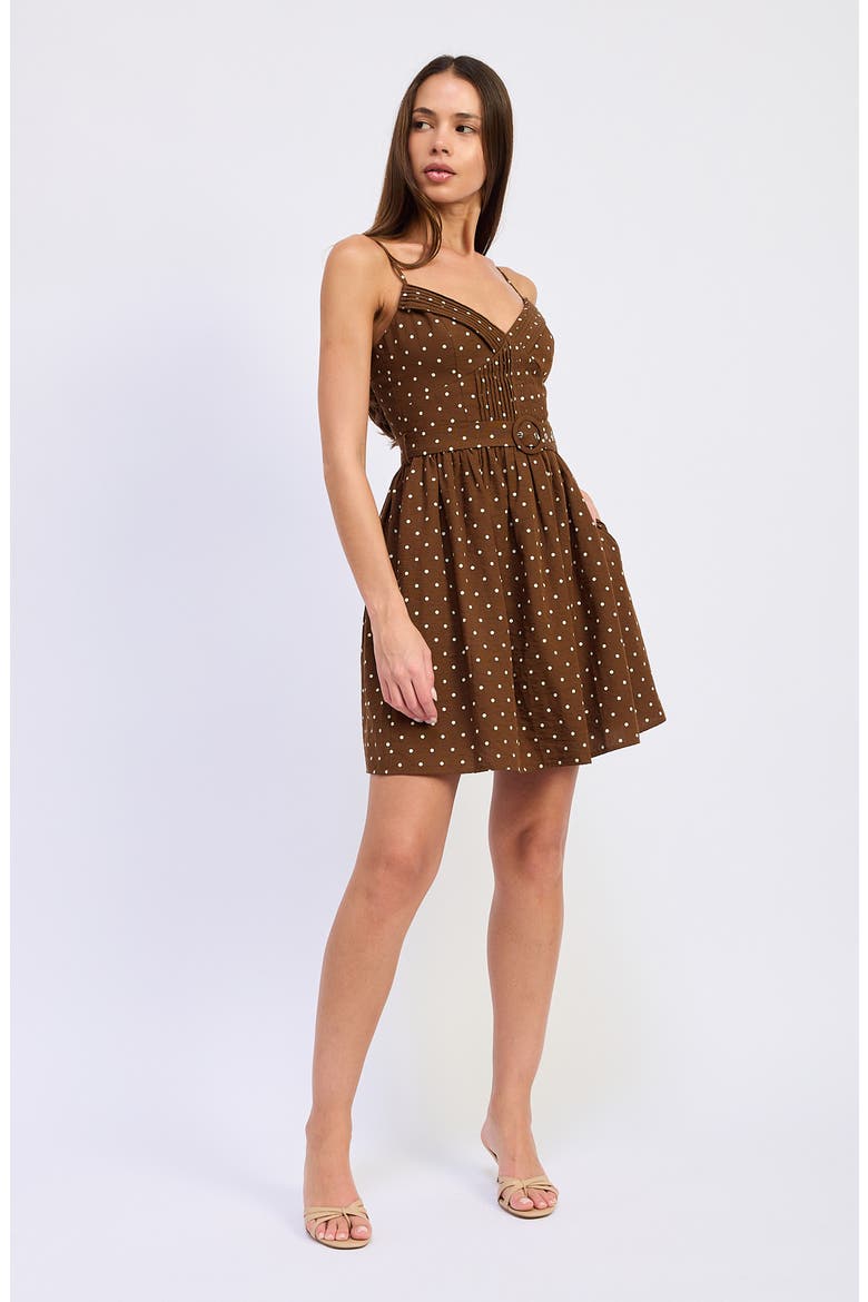 Stella Belted Fit & Flare Minidress, Alternate, color, BROWN IVORY