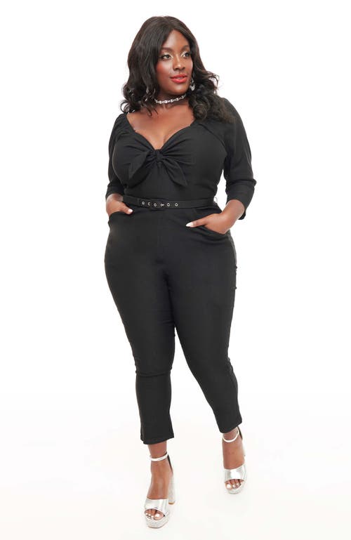 Unique Vintage Plus Size 1950s Bow Bodice Jumpsuit In Black