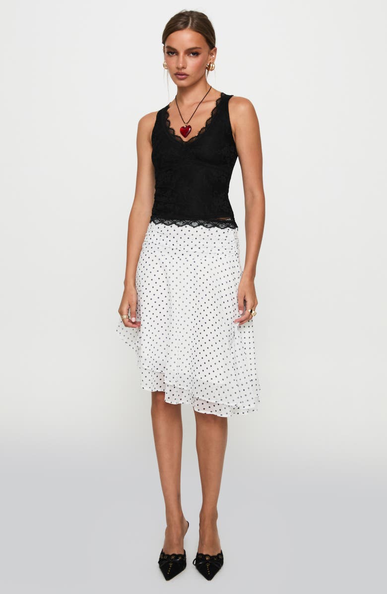 Princess Polly Layered Asymmetric Skirt, Alternate, color, White / Polka Dot