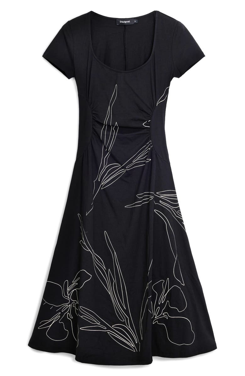 Desigual A-Line Midi Dress, Alternate, color, Black