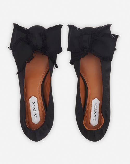 Lanvin Satin Bow Ballet Flats In Black