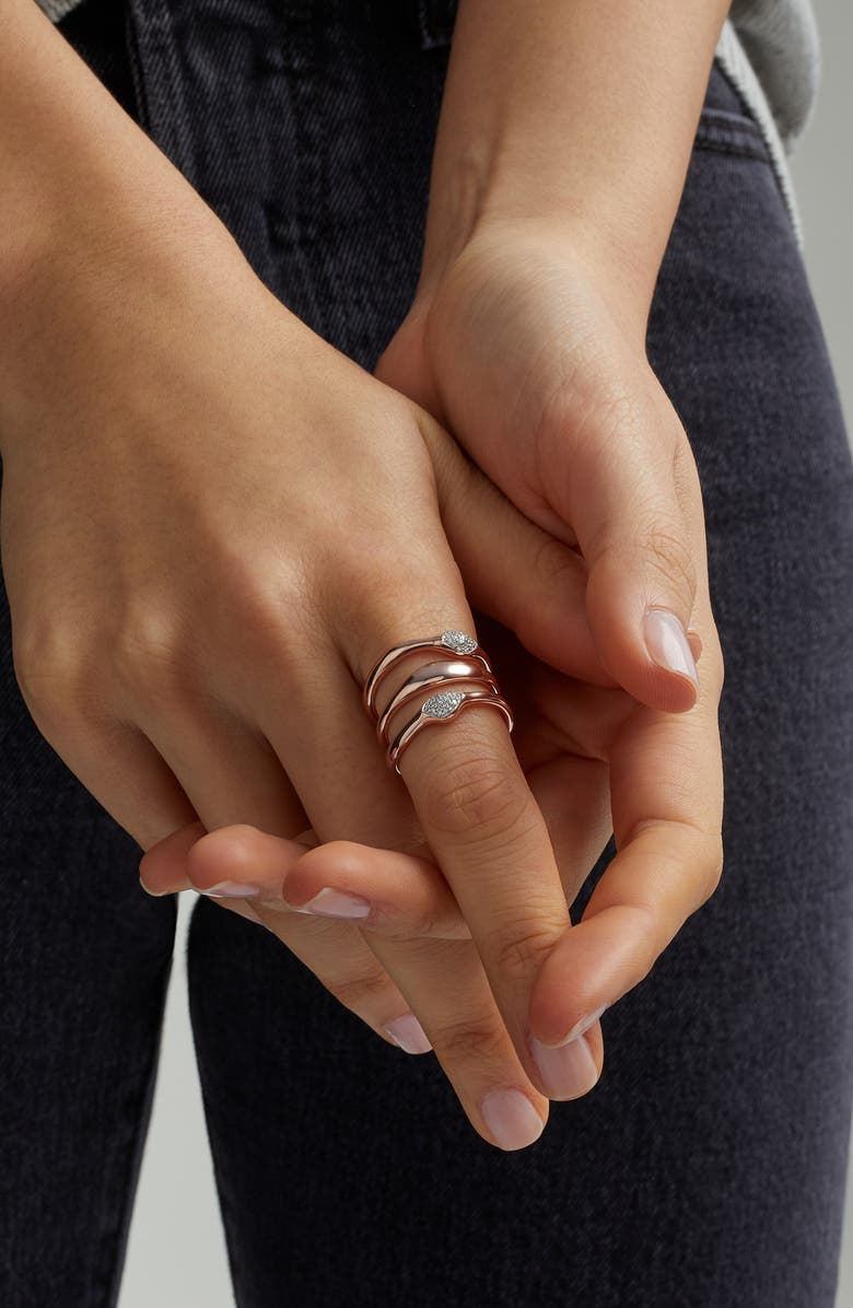 Monica Vinader Nura Teardrop Multi Band Diamond Pavé Ring, Alternate, color, Rose Gold/ Diamond