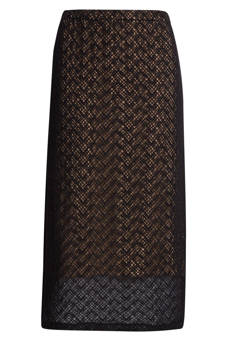 Lace Midi Skirt, Alternate, color, BLACK