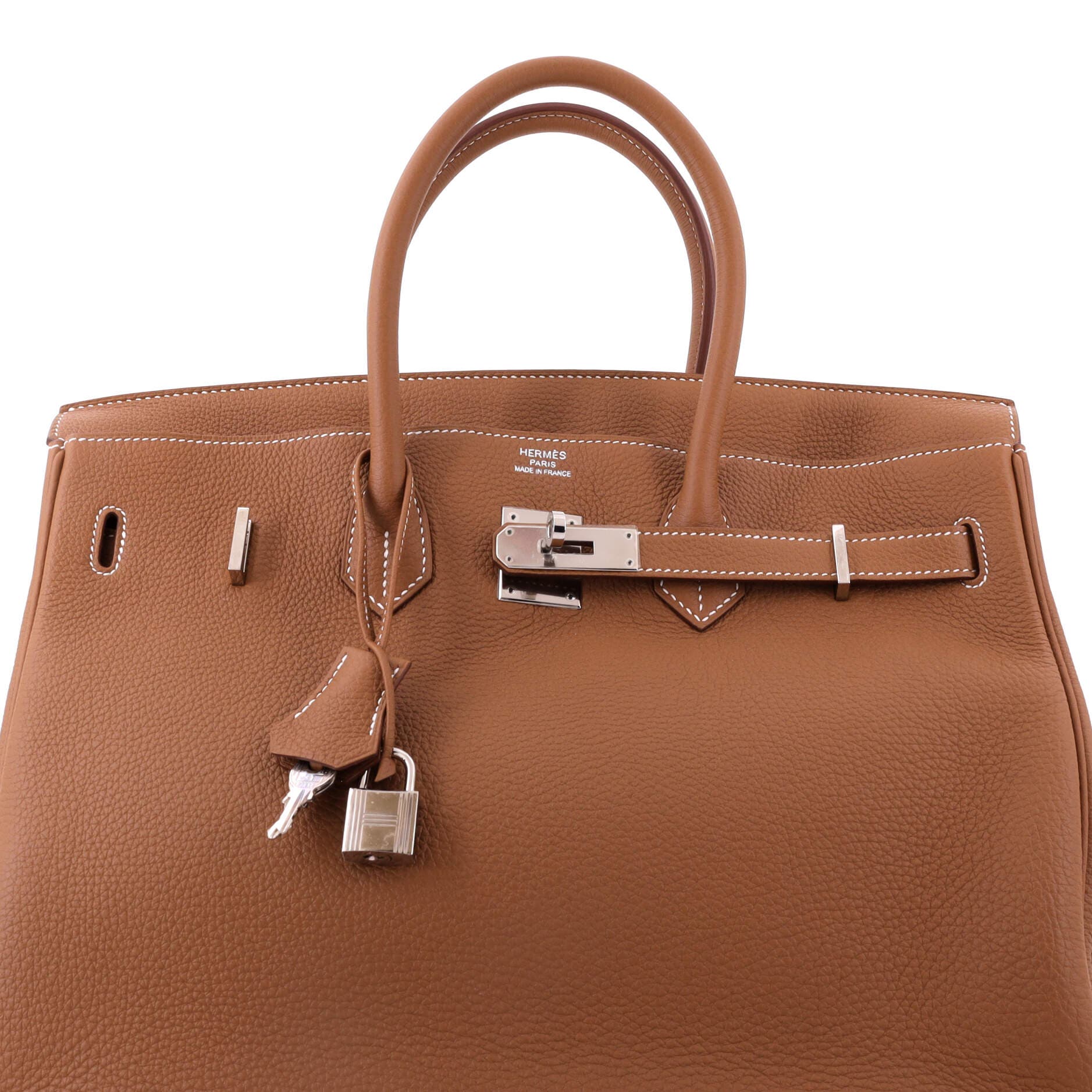 Birkin Handbag Brown Togo with Palladium Hardware 35, Alternate, color, Metallic Gold