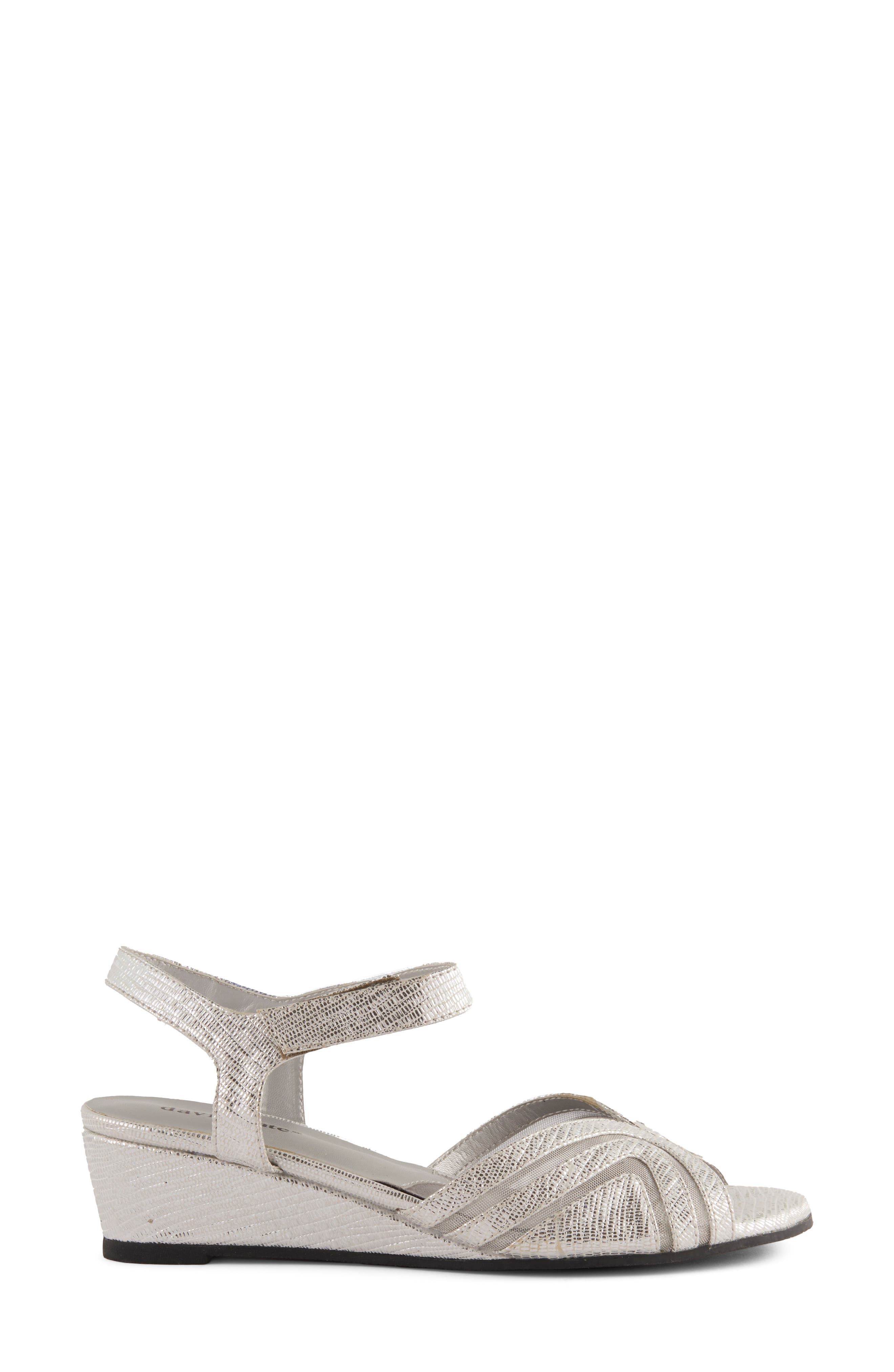 Abano Faux Leather Wedge Sandal, Alternate, color, SILVER PRINT
