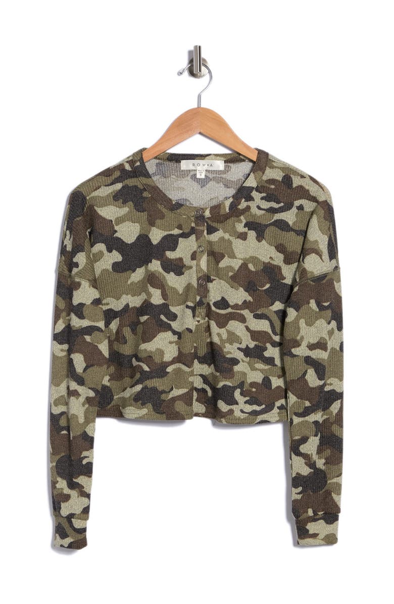Row A Camo Long Sleeve Thermal Henley, Alternate, color,