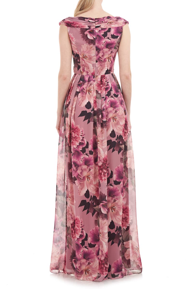 Kay Unger Dawson Floral Chiffon Gown, Alternate, color, 