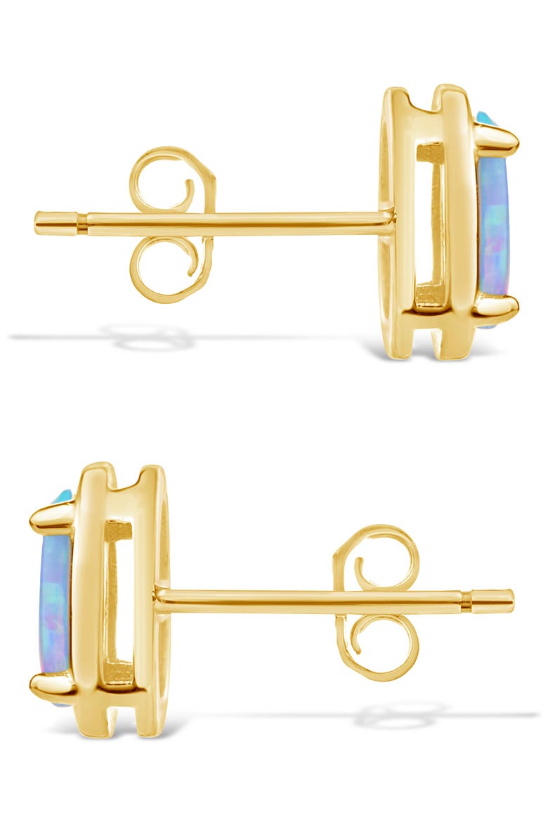 Blue Lab Created Opal Oval Stud Earrings, Alternate, color, GOLD