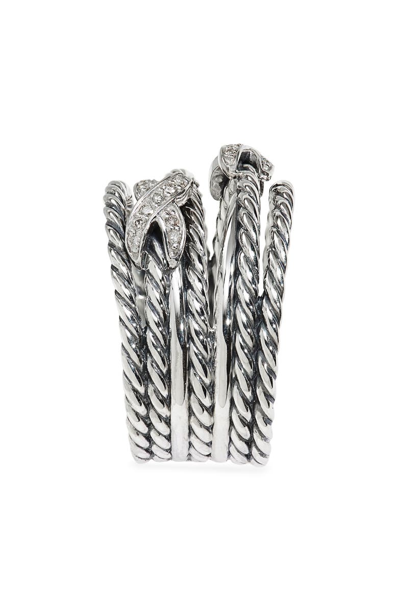 David Yurman Double 'X Crossover' Ring with Diamonds, Alternate, color, 