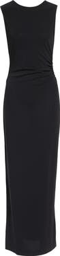 Emporio Armani Side Ruched Jersey Maxi Dress