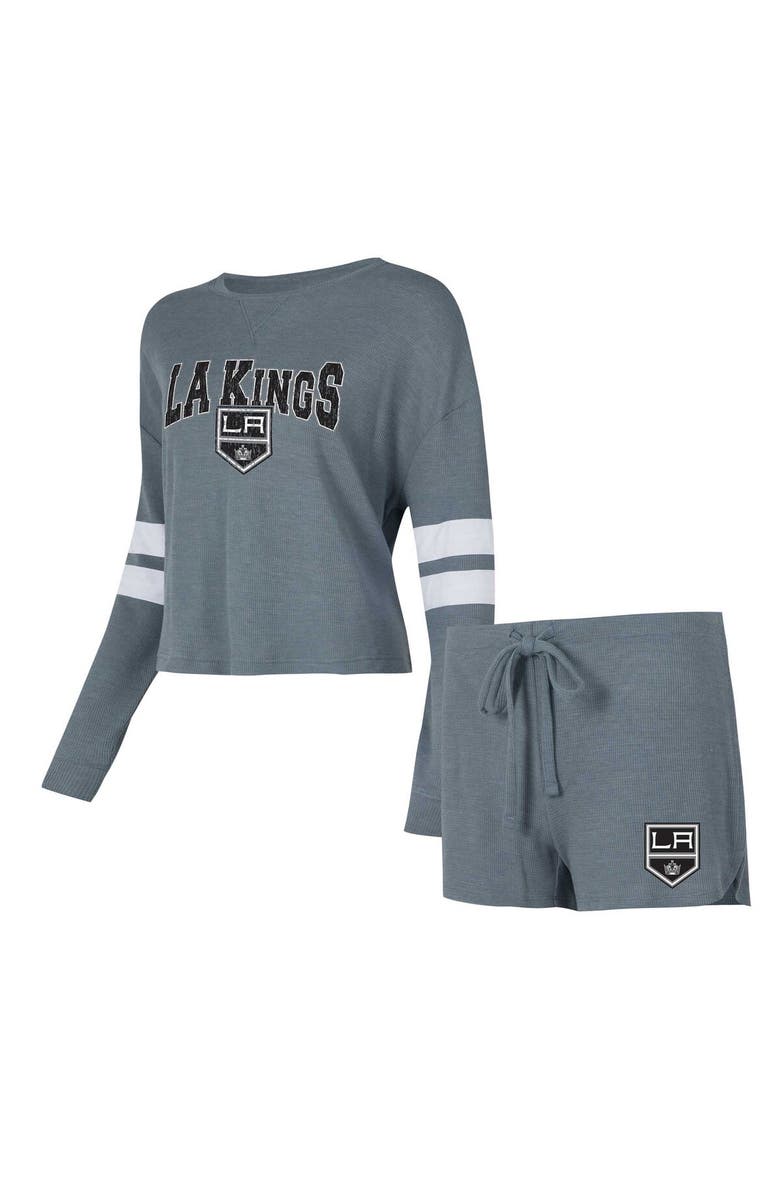CONCEPTS SPORT Women's Concepts Sport Charcoal Los Angeles Kings Meadow Long Sleeve T-Shirt & Shorts Sleep Set, Alternate, color, 