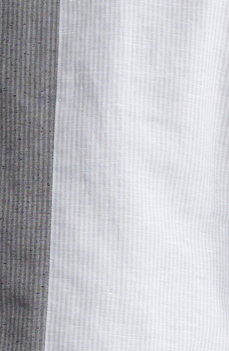 Thom Browne Fit 1 Stripe Patchwork Linen & Cotton Sport Coat with Armbands, Alternate, color, Light Grey