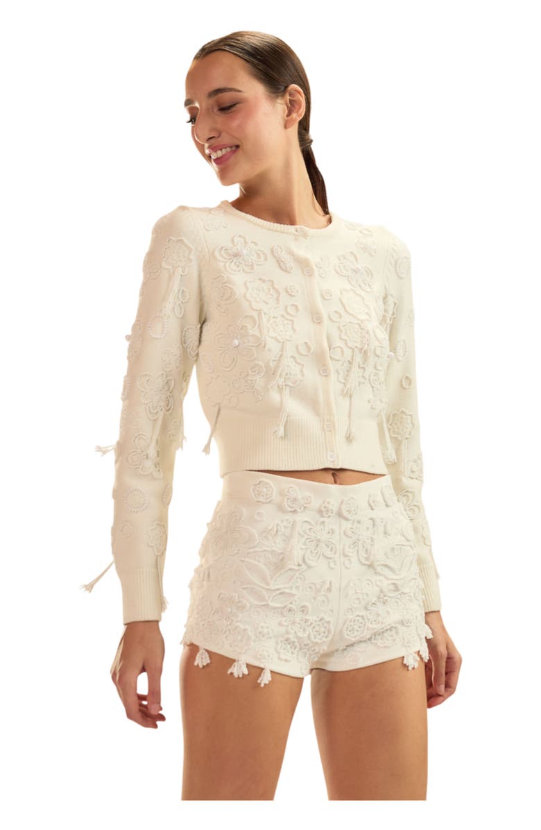 Cynthia Rowley Paloma Shrunken Cardigan, Alternate, color, White