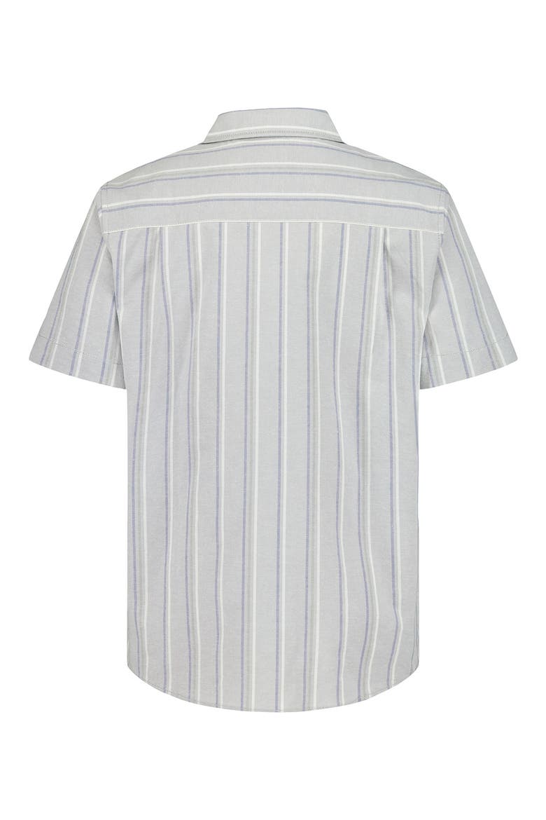 Kids' Island Stripe Short Sleeve Cotton Button-Up Shirt, Alternate, color, QUARRY