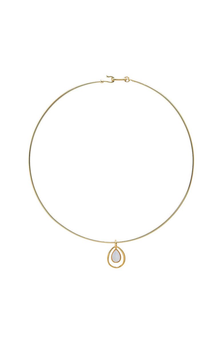 BY ADINA EDEN Mother of Pearl Open Teardrop Thin Wire Choker Necklace, Main, color, White