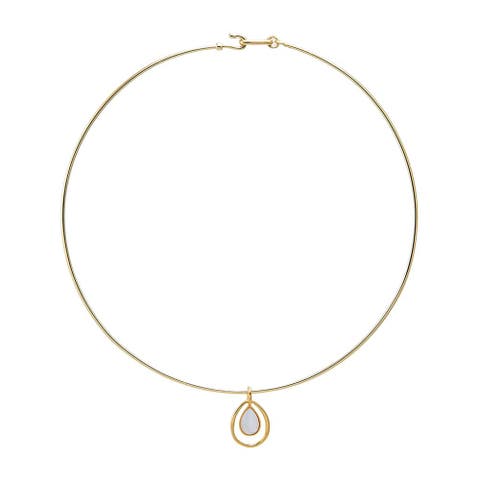 Mother of Pearl Open Teardrop Thin Wire Choker Necklace