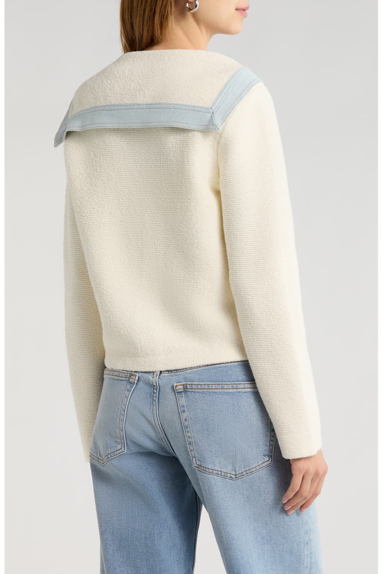 Briley Mixed Media Sailor Cardigan, Alternate, color, IVORY