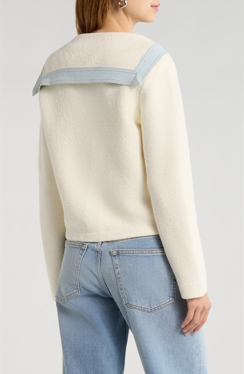 ASTR the Label Briley Mixed Media Sailor Cardigan, Alternate, color, Ivory