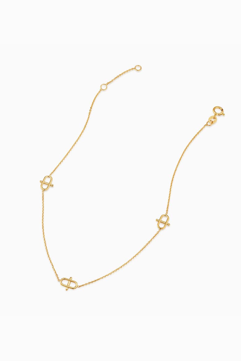 14K Gold Harmony Station Anklet, Alternate, color, Yellow Gold