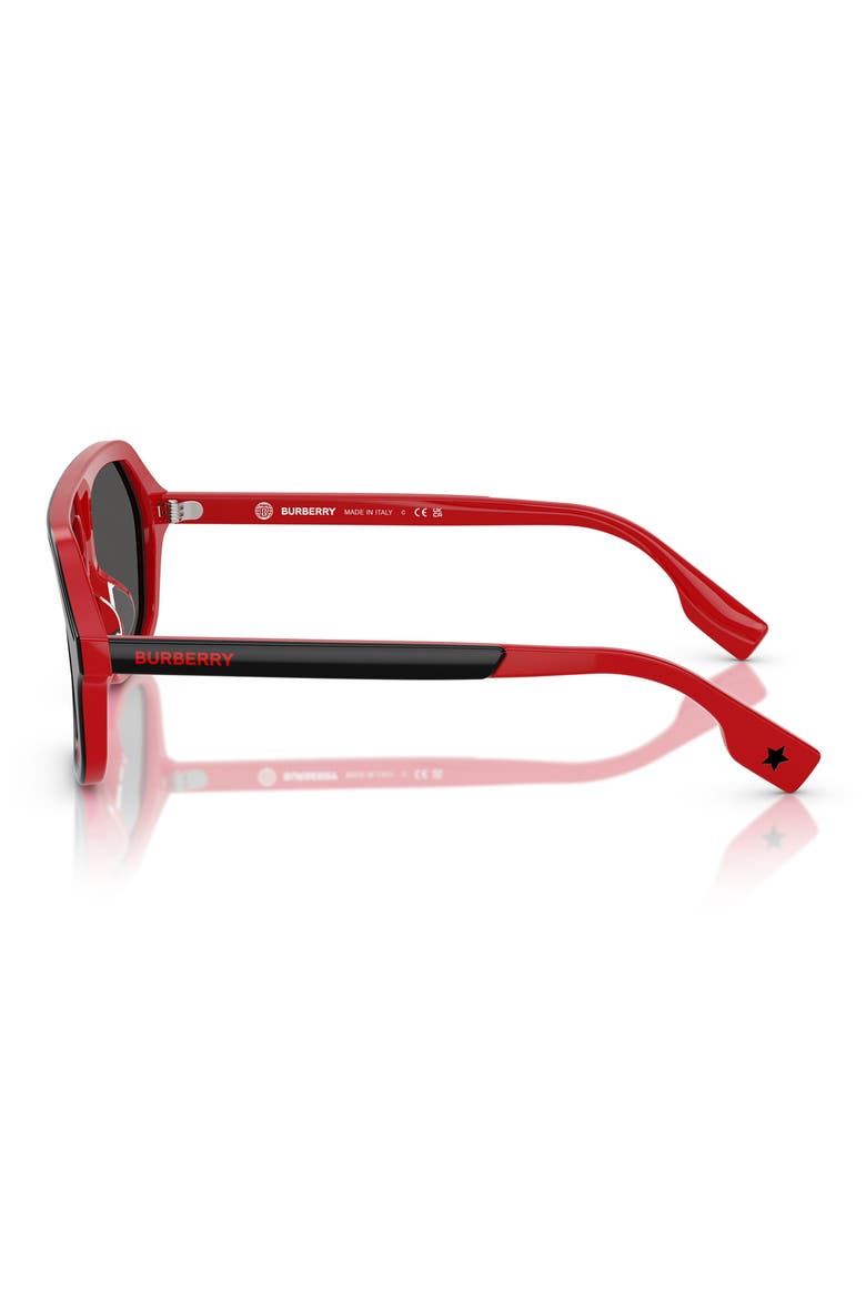 Kids' 50mm Irregular Sunglasses, Alternate, color, TOP BLACK ON RED / DARK GREY