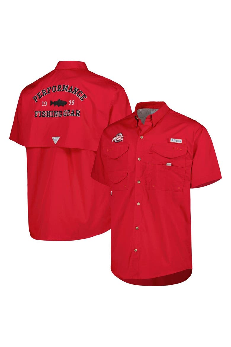 Men's Columbia Scarlet Ohio State Buckeyes Bonehead Button-Up Shirt, Main, color, Scarlet