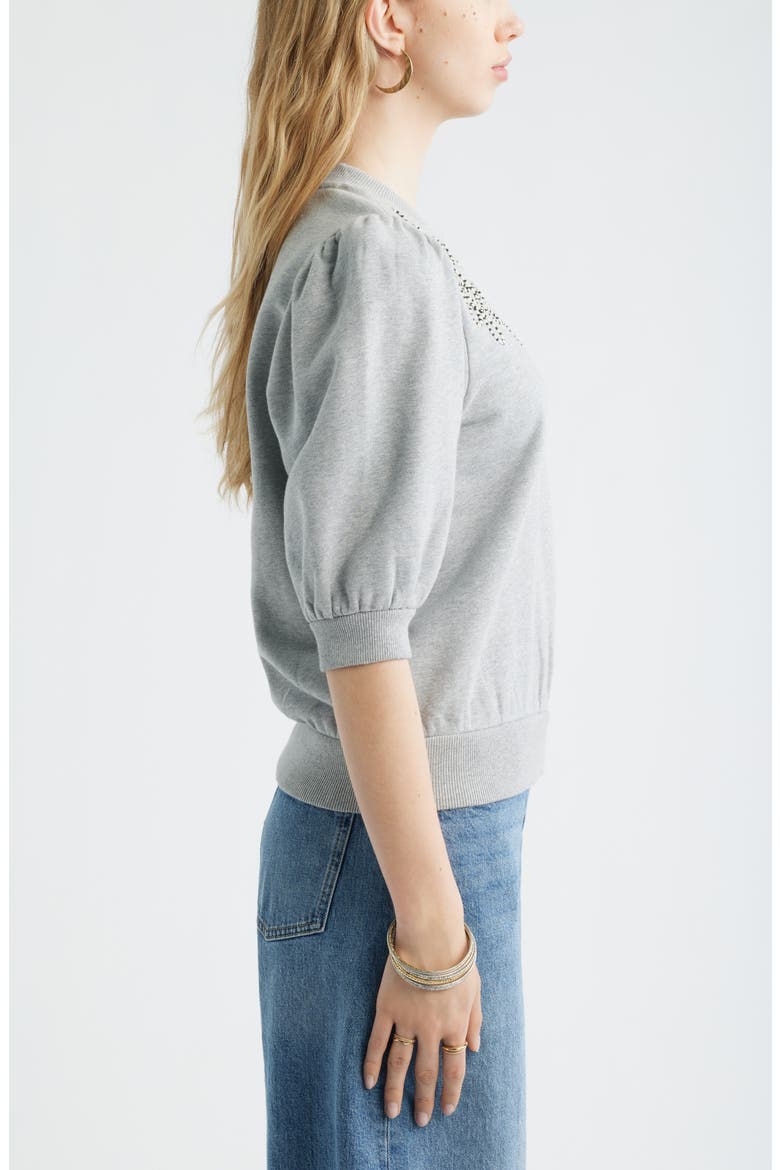 Embroidered Puff Sleeve Sweatshirt, Alternate, color, GREY HEATHER EMBROIDERY