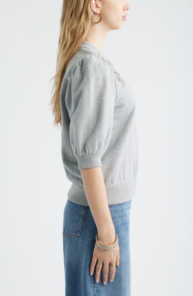 Treasure & Bond Embroidered Puff Sleeve Sweatshirt, Alternate, color, Grey Heather Embroidery