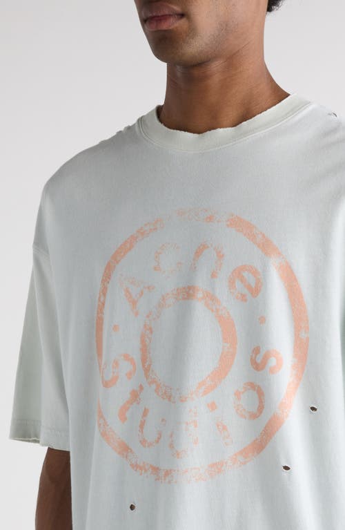 Shop Acne Studios Oversize Ripped Logo Graphic T-shirt In Ice Blue