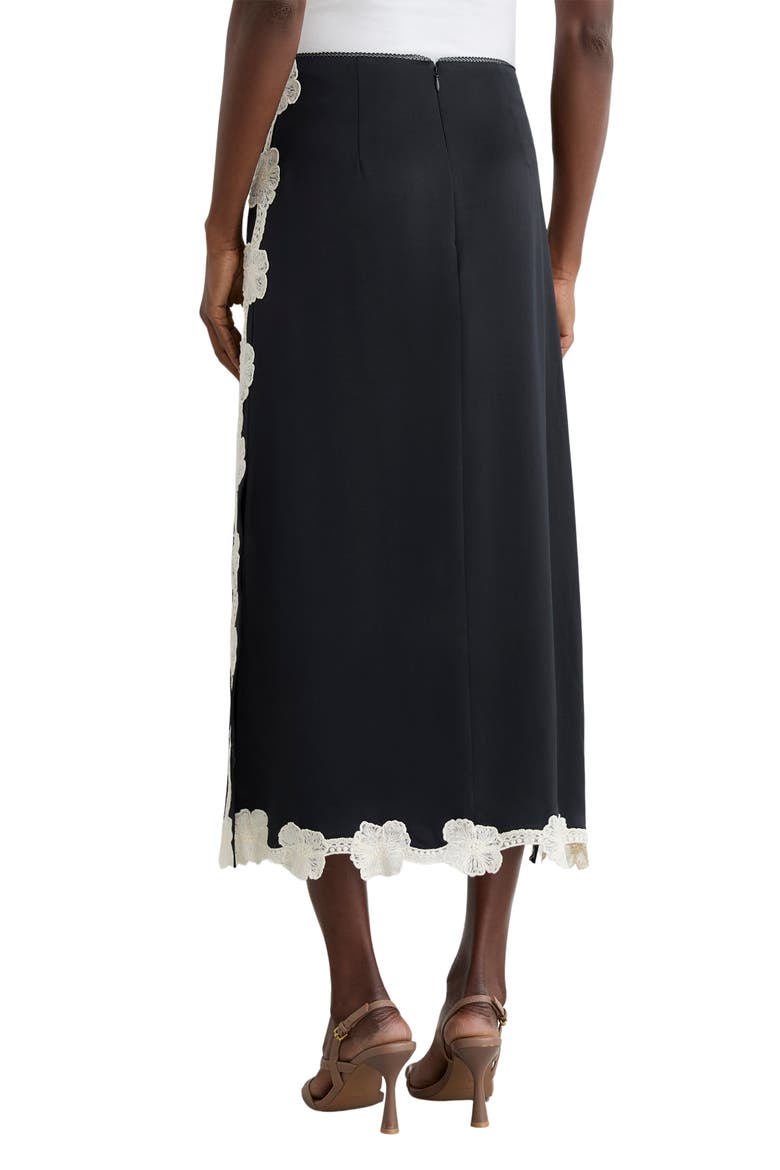 Doa Embroidered Floral Border Skirt, Alternate, color, NAVY