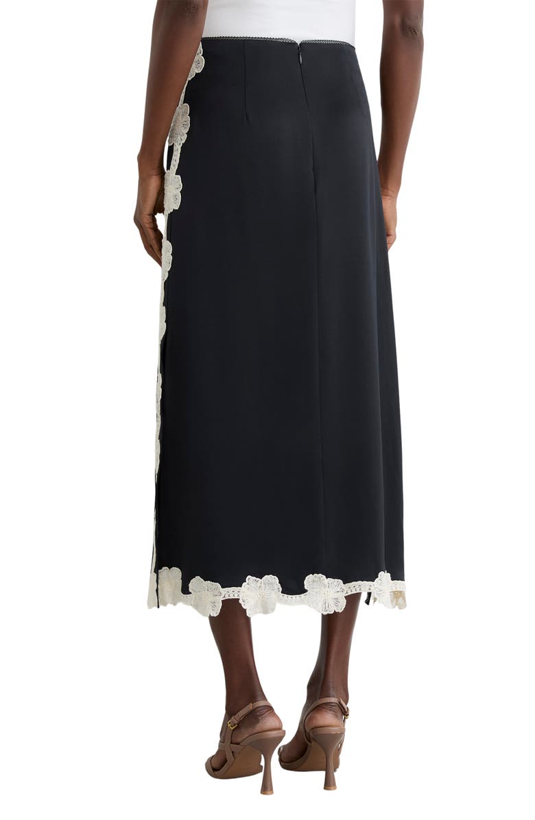 Reiss Doa Embroidered Floral Border Skirt, Alternate, color, Navy
