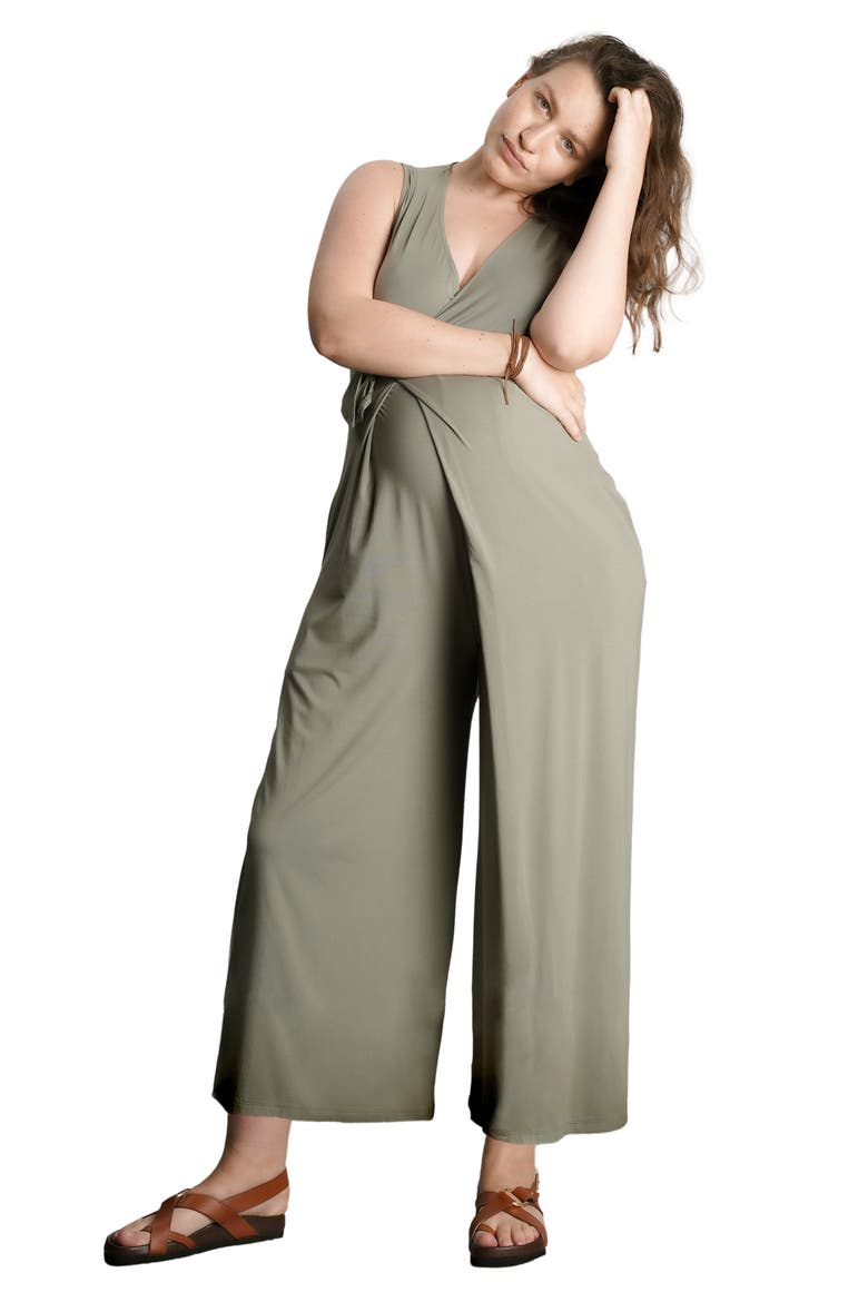 Francesca Wide Leg Maternity/Nursing Jumpsuit, Alternate, color, SOFT SAGE