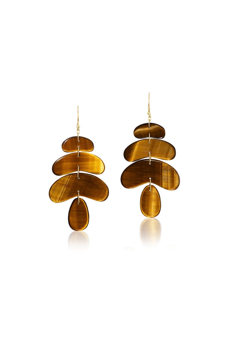 Small Tiger's Eye Flat Earrings, Main, color, Tiger's Eye