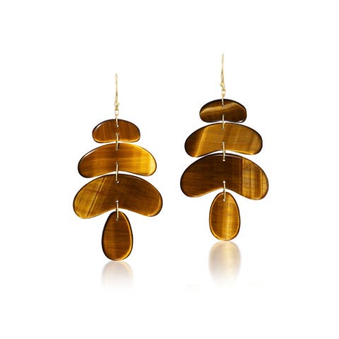 Small Tiger's Eye Flat Earrings
