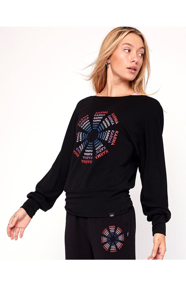 Rebody Active Karma Graphic Long Sleeve Top, Alternate, color, Black/Print