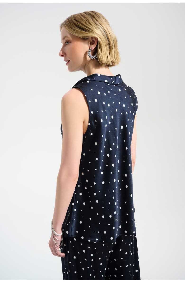 JOSEPH RIBKOFF Signature | Recycled Satin Dot Print Sleeveless Cowl Neck Top, Alternate, color, Midnight Blue/Vanilla