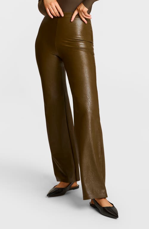 Commando Wide Leg Faux Leather Pants In Green