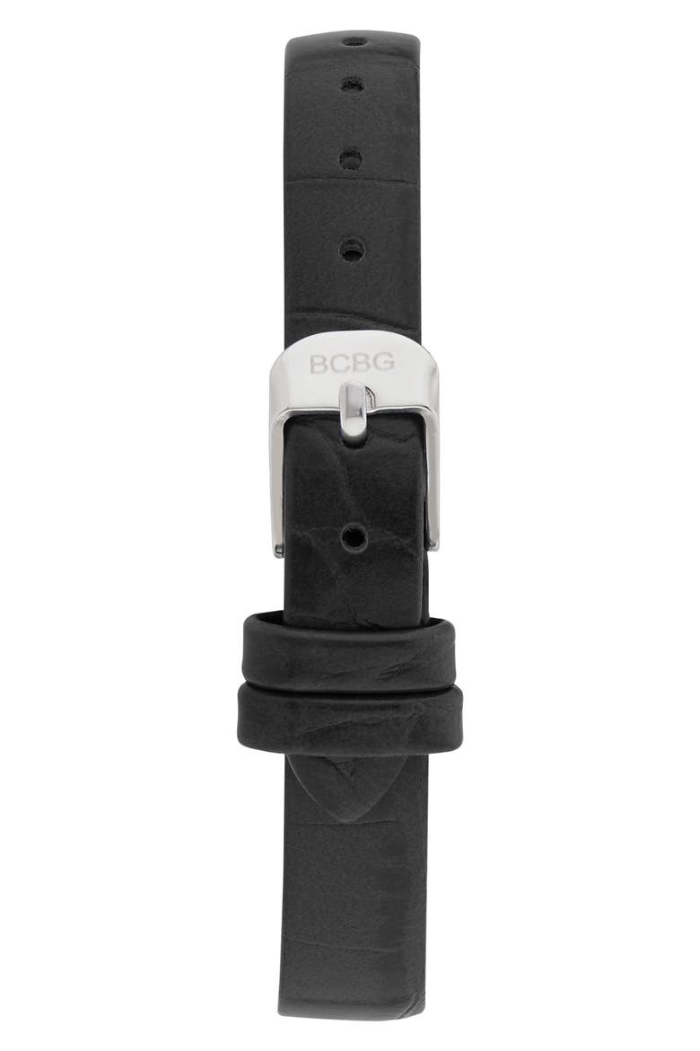 Tonneau Crystal Faux Leather Strap Watch, 26mm, Alternate, color, BLACK