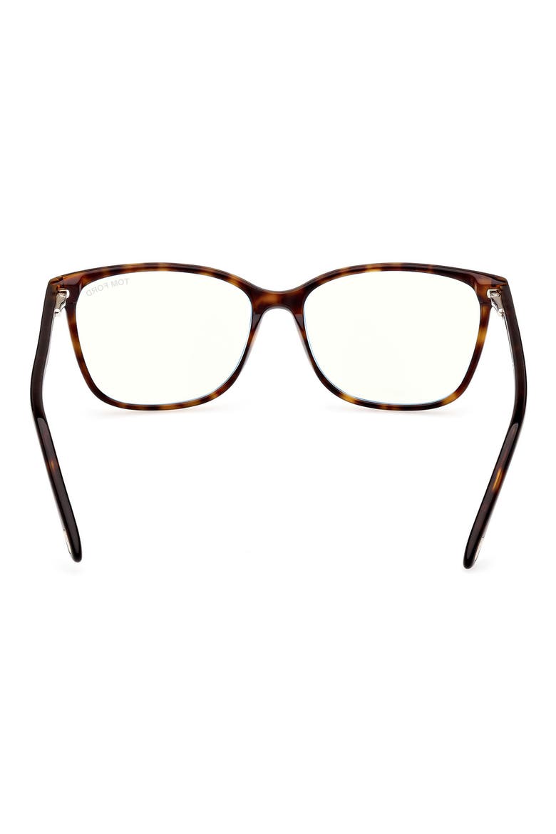 56mm Rectangular Blue Light Blocking Glasses, Alternate, color, DARK HAVANA