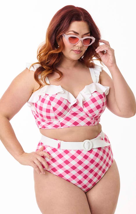 Plus Size Ruffled Longline Southampton Swim Top
