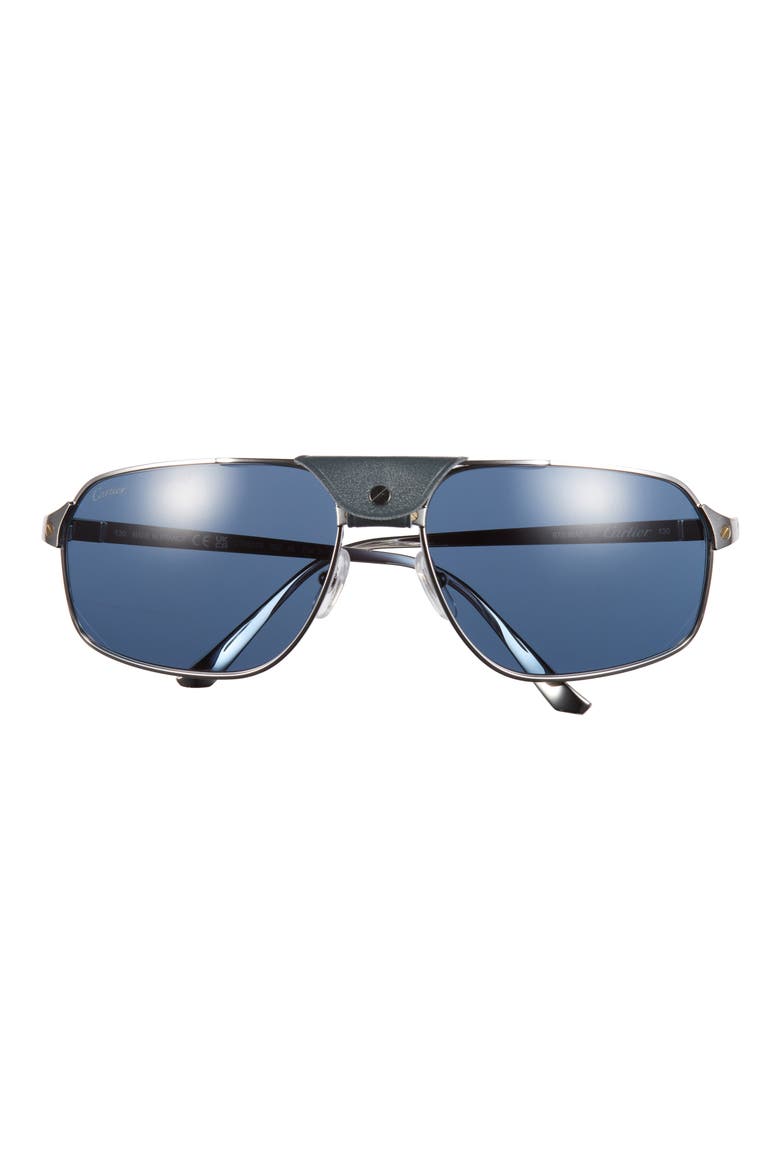64mm Oversize Navigator Sunglasses, Main, color, SILVER