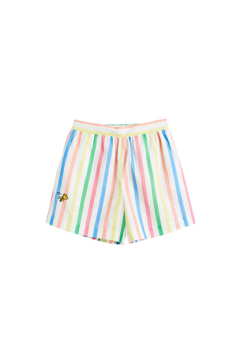 Chinti & Parker Linen-Cotton Snoopy Stripe Shorts, Alternate, color, Cream