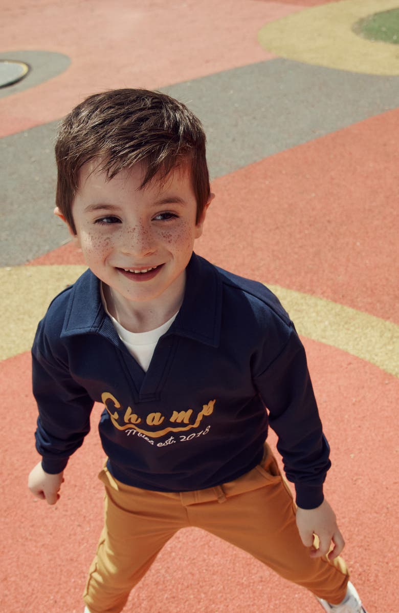 MILES THE LABEL Kids' Champion Cotton Graphic Sweatshirt, Alternate, color, Navy