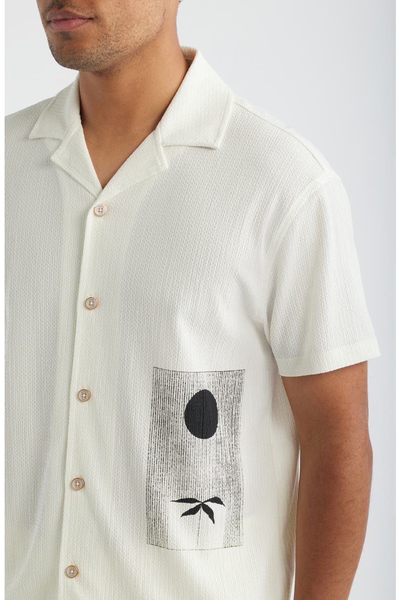 Coast Graphic Print Short Sleeve Button-Up Shirt, Alternate, color, WHITE