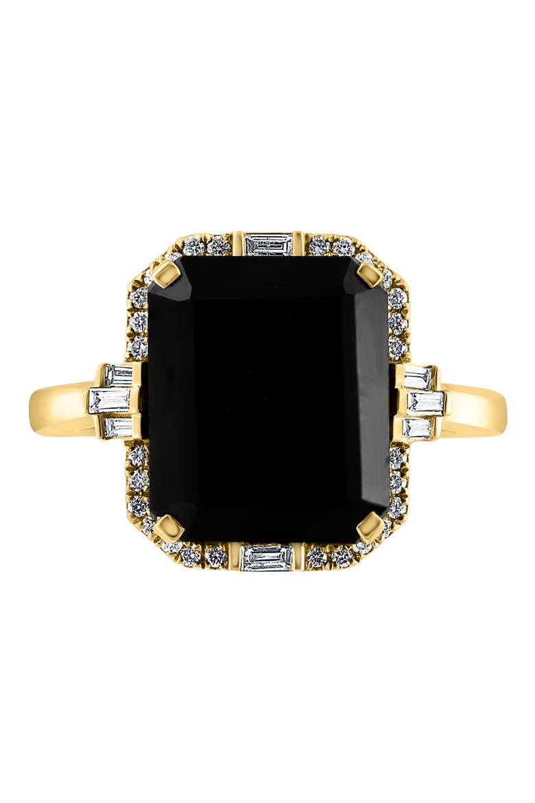 14K Yellow Gold Diamond Onyx Ring - Size 7 - 0.2 ctw., Alternate, color, BLACK