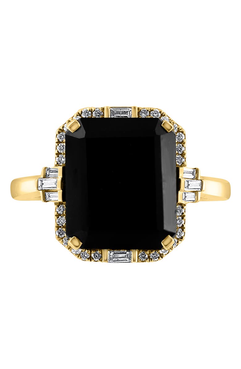 EFFY 14K Yellow Gold Diamond Onyx Ring - Size 7 - 0.2 ctw., Alternate, color, Black