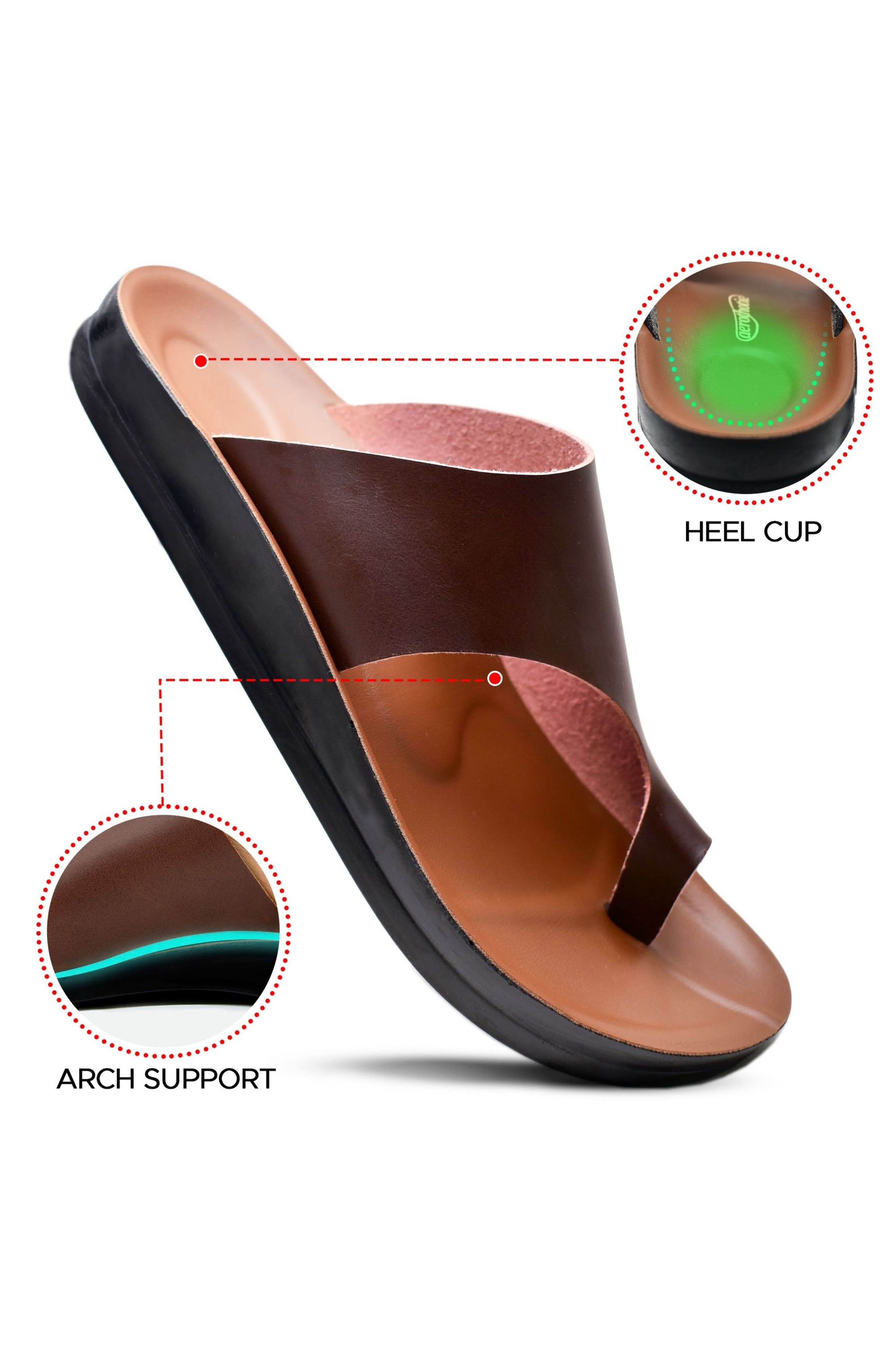 AEROTHOTIC Neritic Toe Loop Side Sandal, Alternate, color, Brown