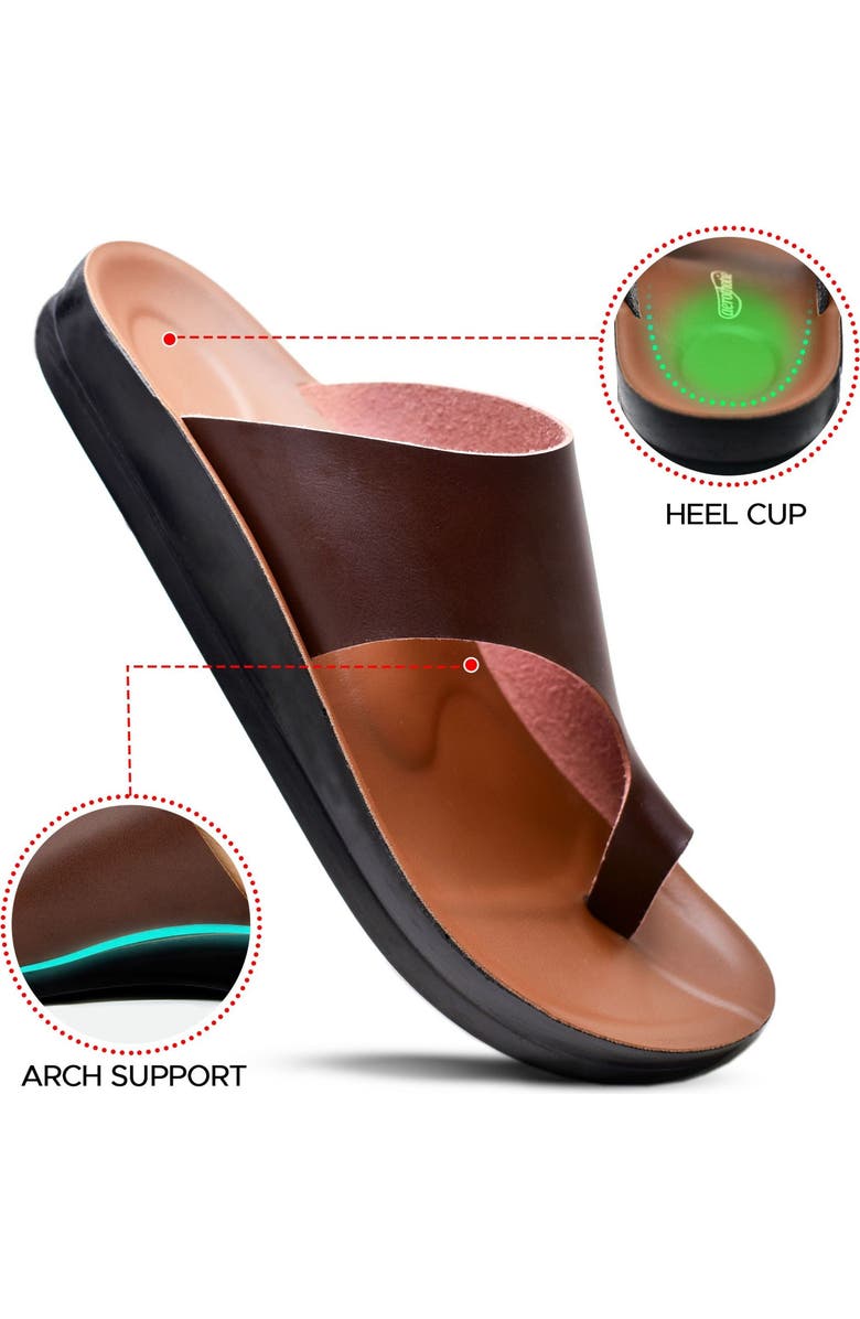 AEROTHOTIC Neritic Toe Loop Side Sandal, Alternate, color, Brown